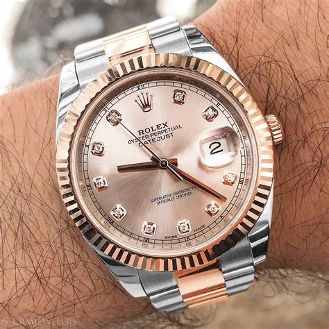 rolex rose gold two tone datejust